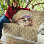 Shih Tzu Portrait Print Quilt
