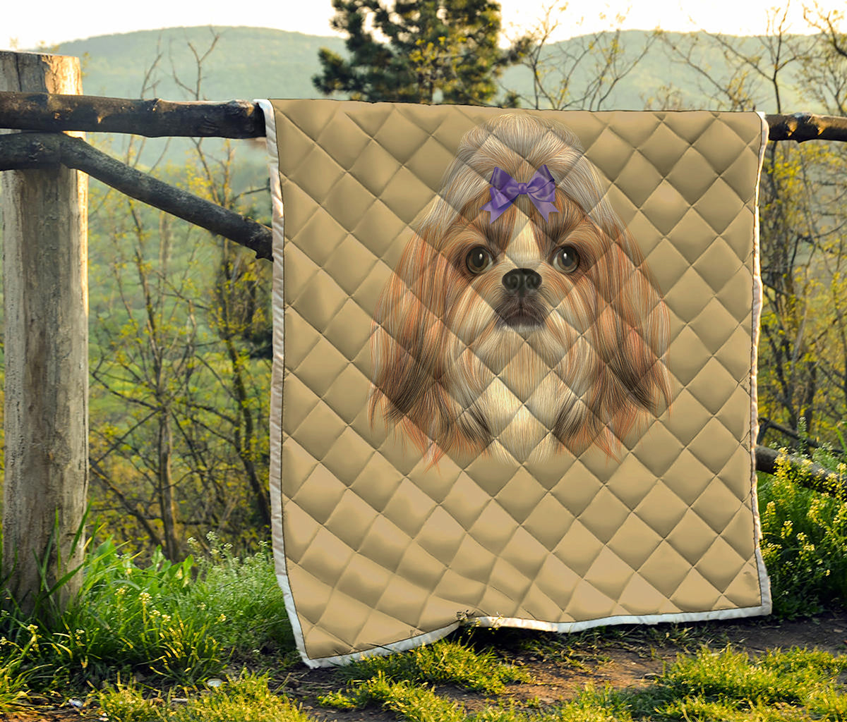 Shih Tzu Portrait Print Quilt