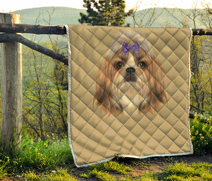 Shih Tzu Portrait Print Quilt