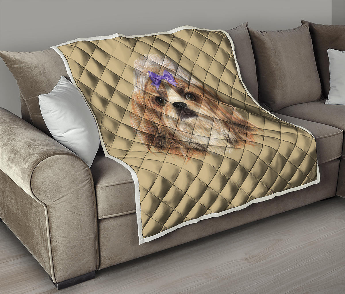 Shih Tzu Portrait Print Quilt