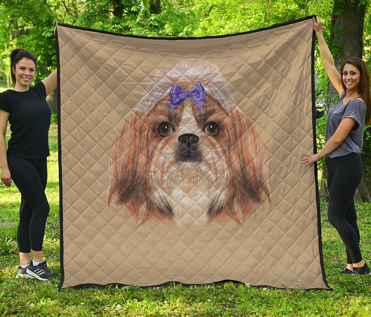 Shih Tzu Portrait Print Quilt