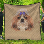 Shih Tzu Portrait Print Quilt