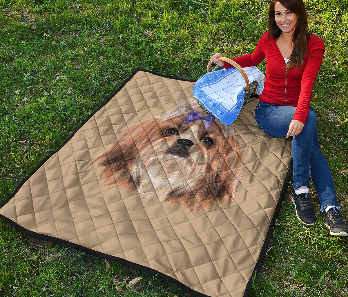 Shih Tzu Portrait Print Quilt