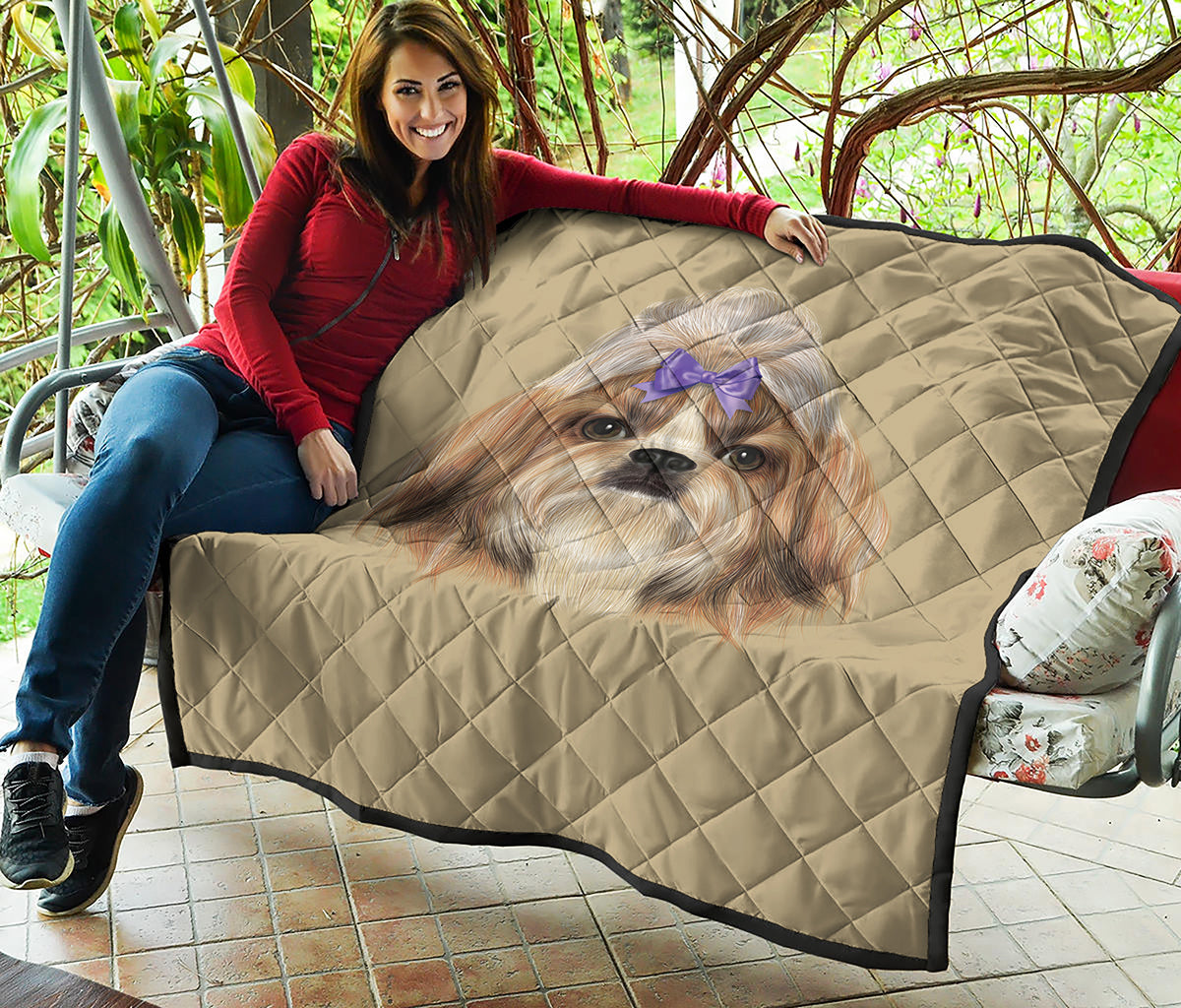 Shih Tzu Portrait Print Quilt