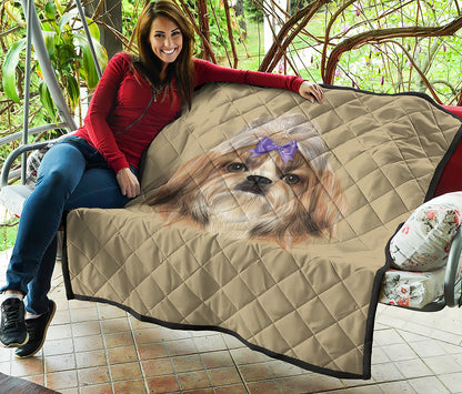 Shih Tzu Portrait Print Quilt