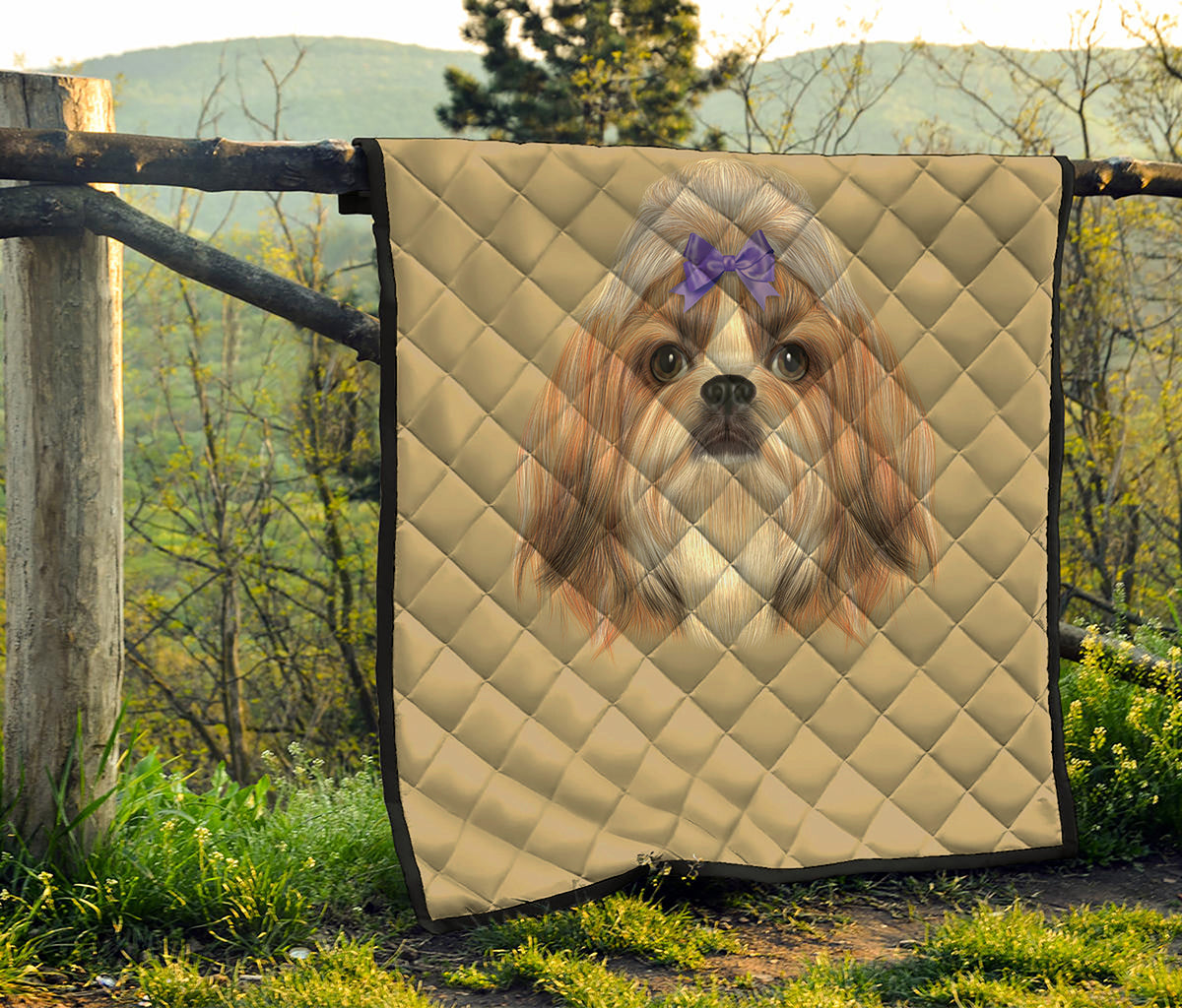 Shih Tzu Portrait Print Quilt