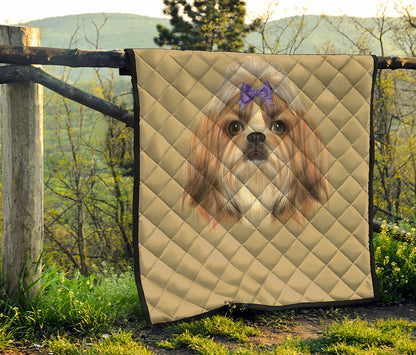 Shih Tzu Portrait Print Quilt