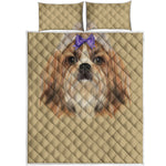 Shih Tzu Portrait Print Quilt Bed Set