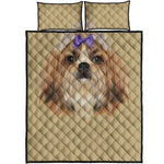Shih Tzu Portrait Print Quilt Bed Set