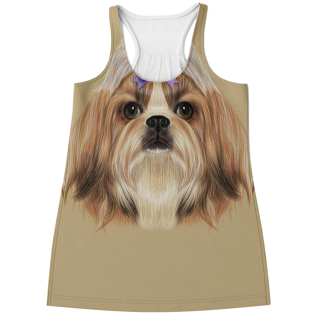 Shih Tzu Portrait Print Women's Racerback Tank Top