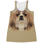 Shih Tzu Portrait Print Women's Racerback Tank Top