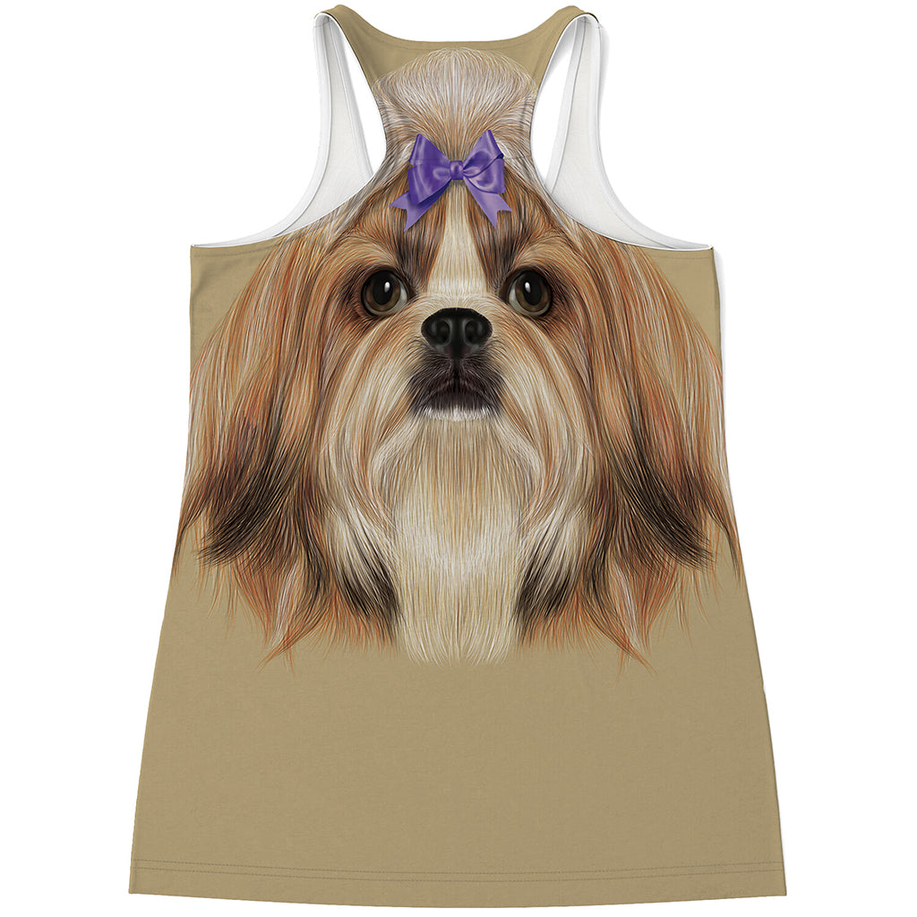 Shih Tzu Portrait Print Women's Racerback Tank Top