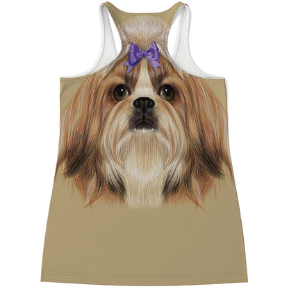 Shih Tzu Portrait Print Women's Racerback Tank Top