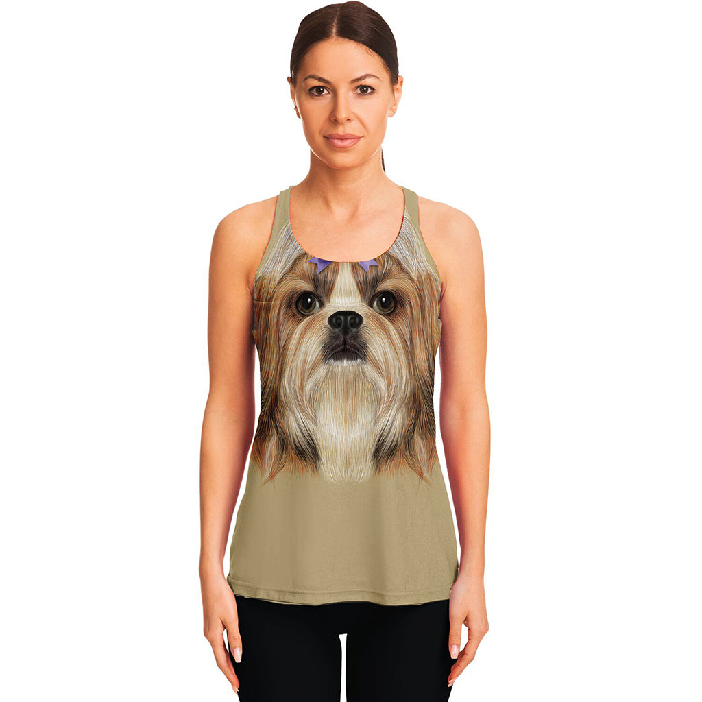 Shih Tzu Portrait Print Women's Racerback Tank Top