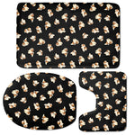 Shih Tzu Puppy Pattern Print 3 Piece Bath Mat Set