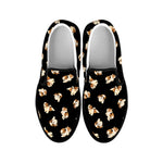 Shih Tzu Puppy Pattern Print Black Slip On Shoes