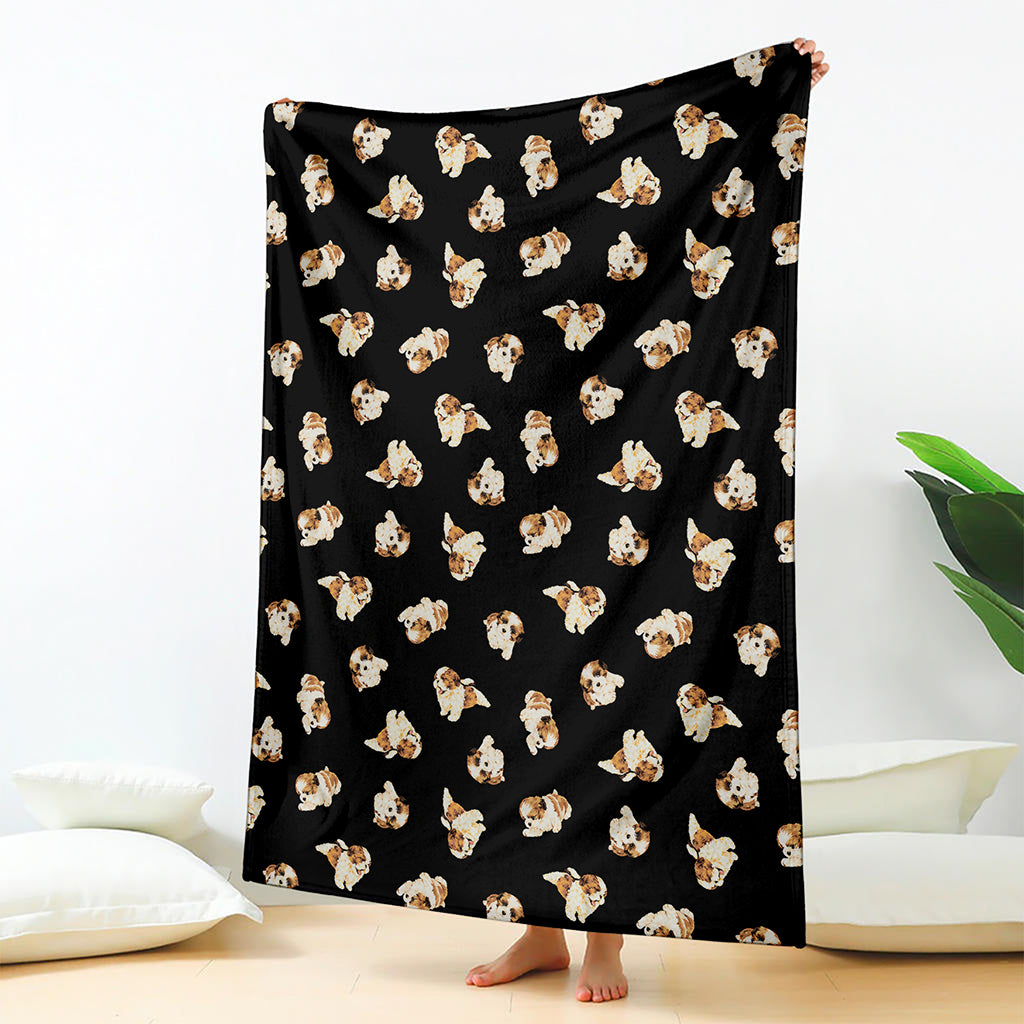 Shih Tzu Puppy Pattern Print Blanket