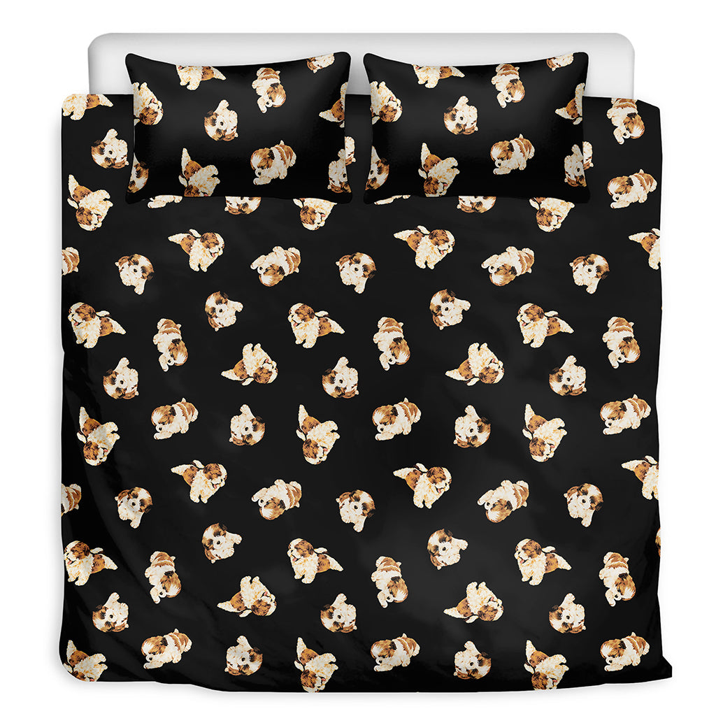 Shih Tzu Puppy Pattern Print Duvet Cover Bedding Set