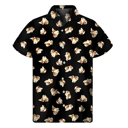 Shih Tzu Puppy Pattern Print Men's Short Sleeve Shirt