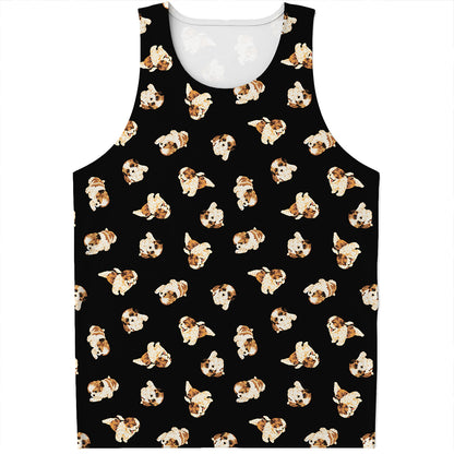 Shih Tzu Puppy Pattern Print Men's Tank Top