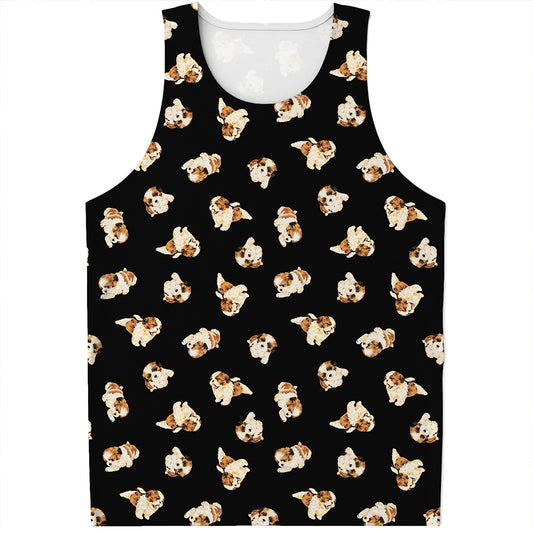 Shih Tzu Puppy Pattern Print Men's Tank Top