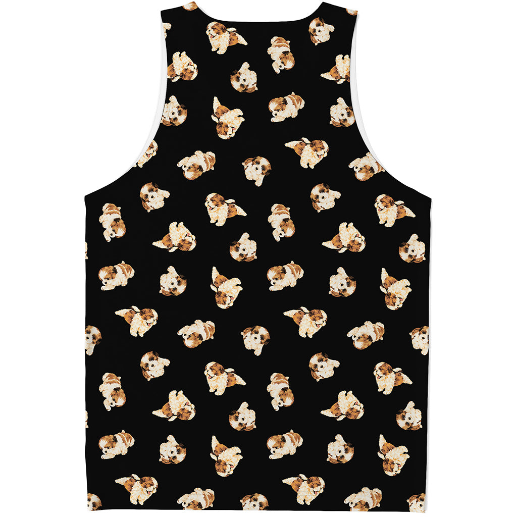 Shih Tzu Puppy Pattern Print Men's Tank Top