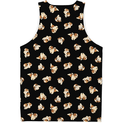 Shih Tzu Puppy Pattern Print Men's Tank Top