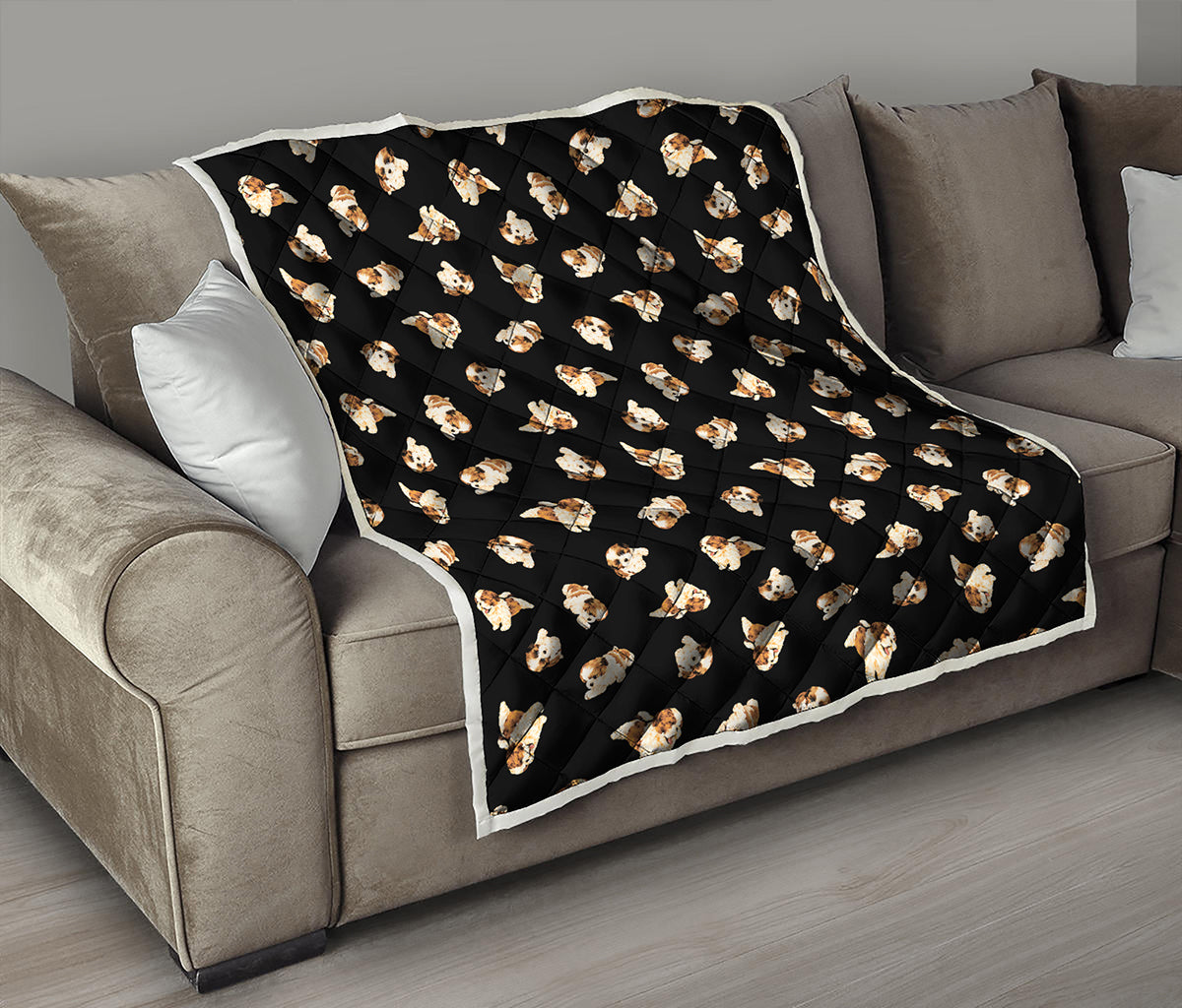Shih Tzu Puppy Pattern Print Quilt