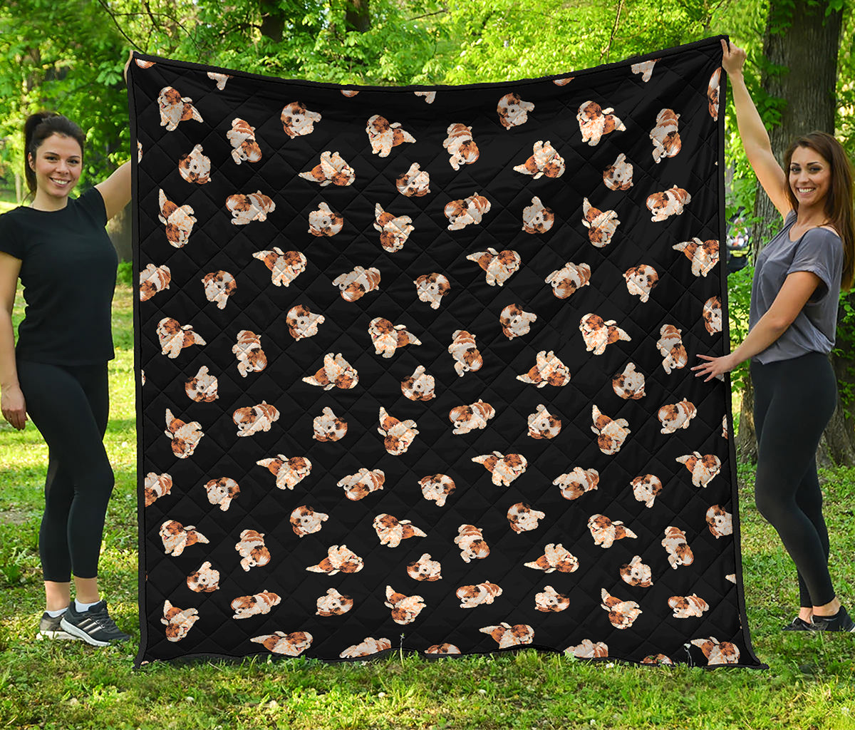 Shih Tzu Puppy Pattern Print Quilt