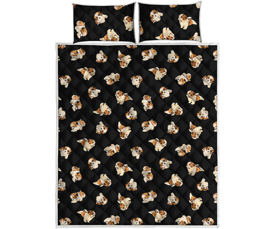 Shih Tzu Puppy Pattern Print Quilt Bed Set