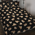Shih Tzu Puppy Pattern Print Quilt Bed Set