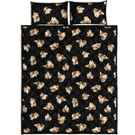 Shih Tzu Puppy Pattern Print Quilt Bed Set