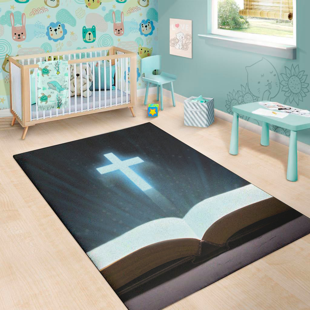 Shining Holy Bible Print Area Rug