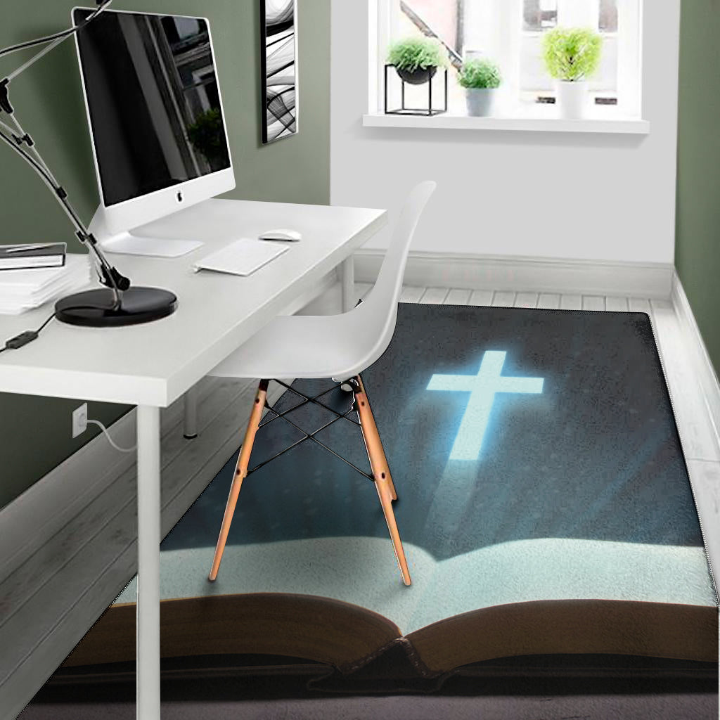 Shining Holy Bible Print Area Rug