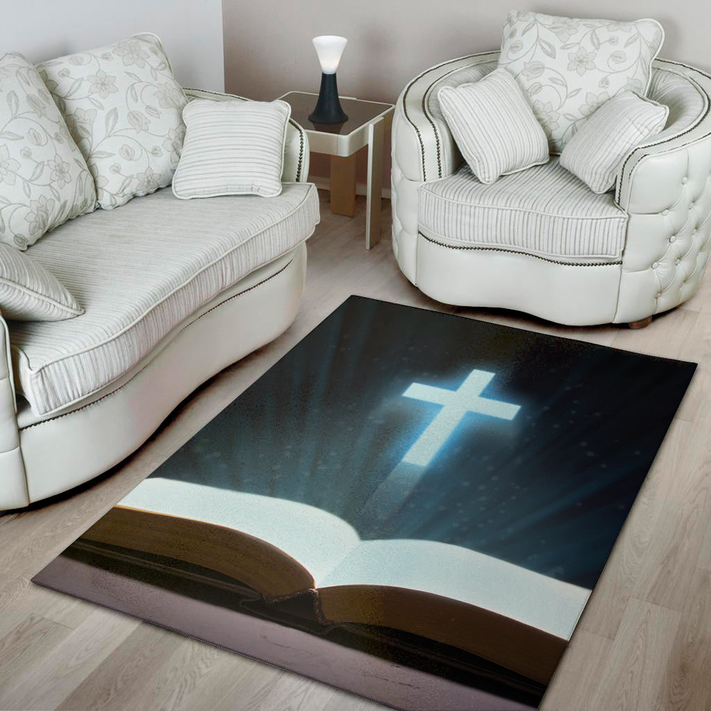 Shining Holy Bible Print Area Rug