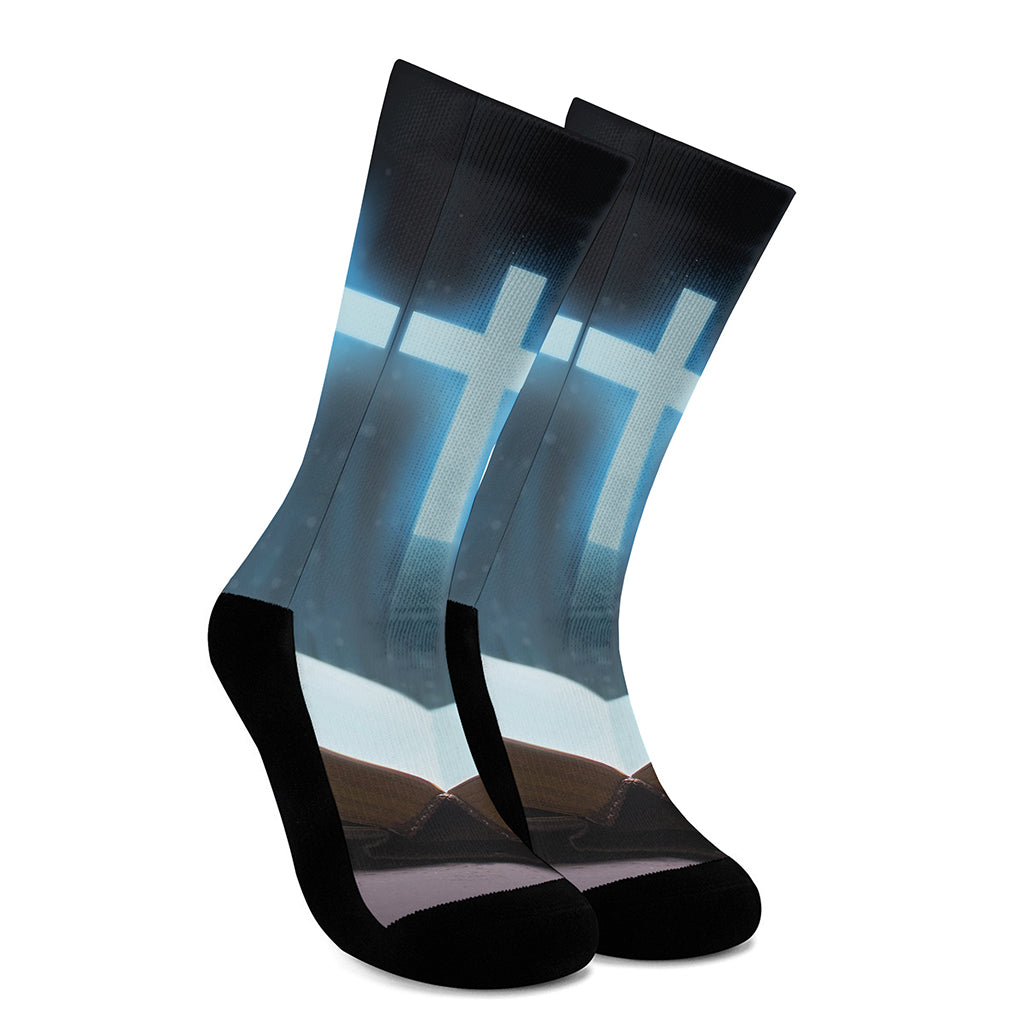 Shining Holy Bible Print Crew Socks