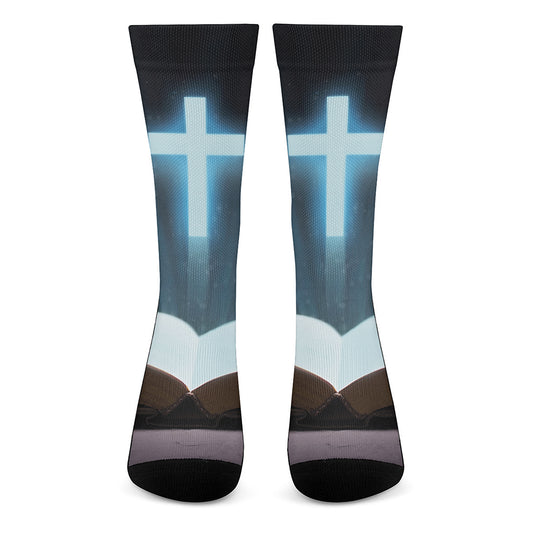 Shining Holy Bible Print Crew Socks