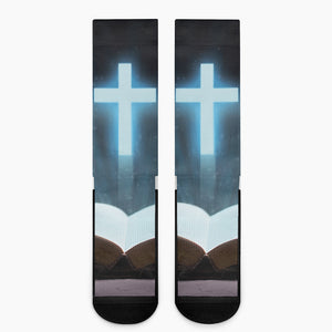 Shining Holy Bible Print Crew Socks