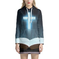 Shining Holy Bible Print Pullover Hoodie Dress