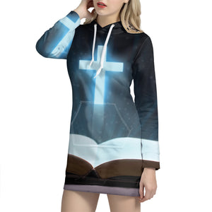 Shining Holy Bible Print Hoodie Dress