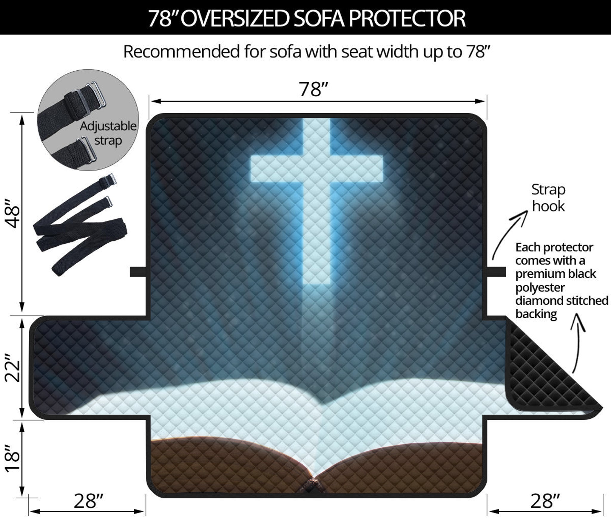 Shining Holy Bible Print Oversized Sofa Protector