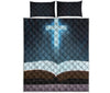 Shining Holy Bible Print Quilt Bed Set