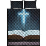 Shining Holy Bible Print Quilt Bed Set