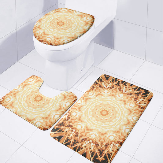 Shining Kaleidoscope Print 3 Piece Bath Mat Set