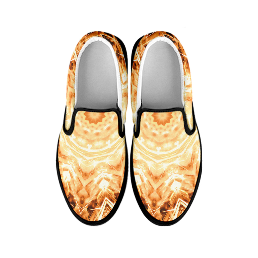 Shining Kaleidoscope Print Black Slip On Shoes
