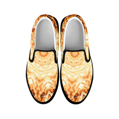 Shining Kaleidoscope Print Black Slip On Shoes