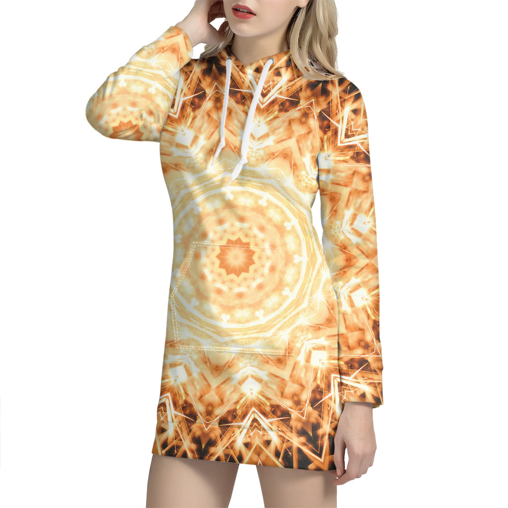Shining Kaleidoscope Print Hoodie Dress