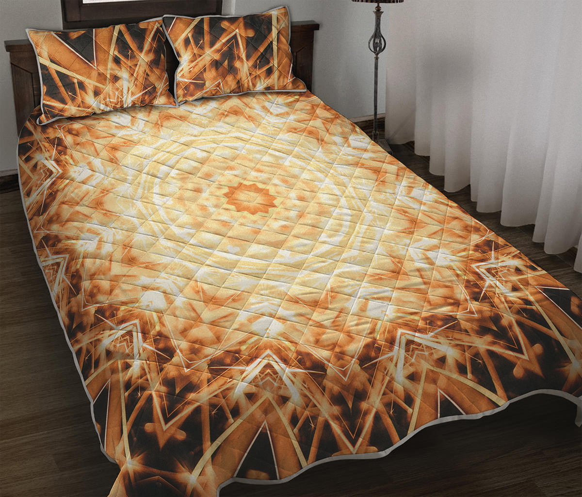 Shining Kaleidoscope Print Quilt Bed Set