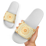 Shining Kaleidoscope Print White Slide Sandals