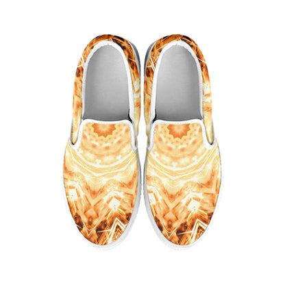 Shining Kaleidoscope Print White Slip On Shoes